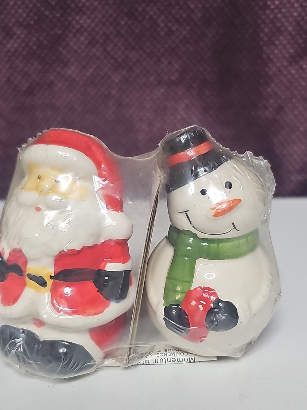 Festive Santa and Snowman Ceramic Salt and Pepper Shakers - Red, Green